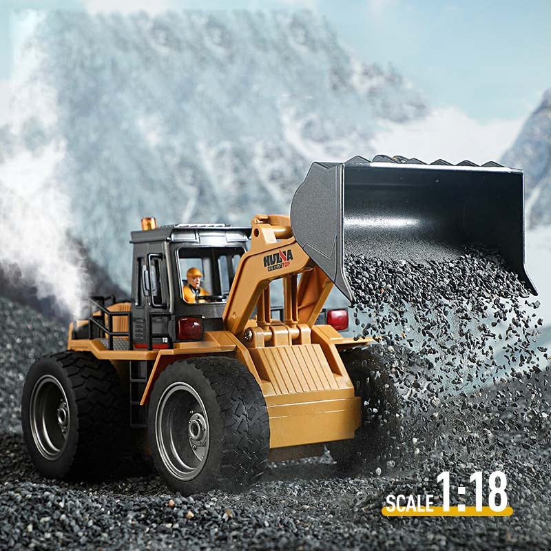 2.4GHz Remote-Controlled Bulldozer Loader with Multi-Directional Movement, Lights & Smoke Effects, Realistic Steering - Toy Construction Vehicle, Perfect Gift for Boys