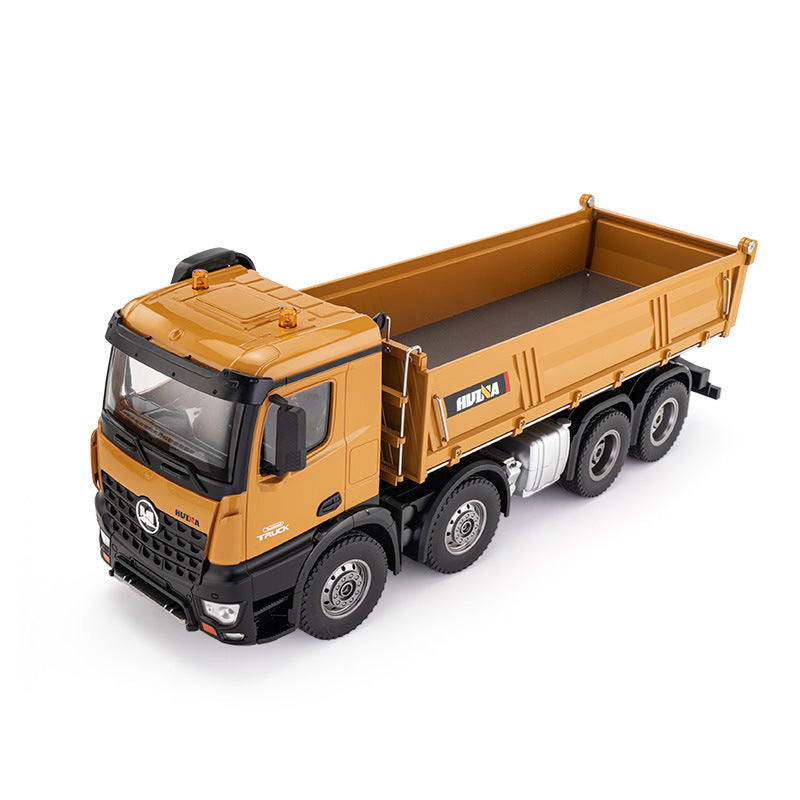 Alloy 12-Channel2.4G Wireless Remote-Controlled Heavy-Duty Dump Truck Industrial Construction Vehicle Model with 8-Wheel Drive for Sand/Gravel Transport