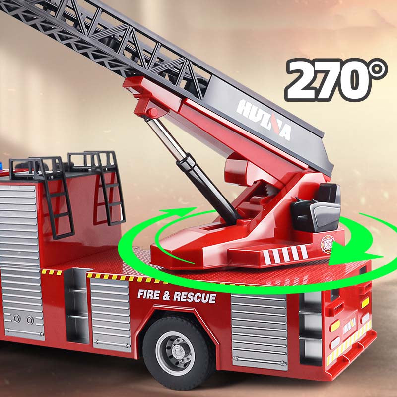 22-Channel 1:14 Scale Professional Fire Ladder Truck Model with Rescue Simulation and Light/Sound Effects