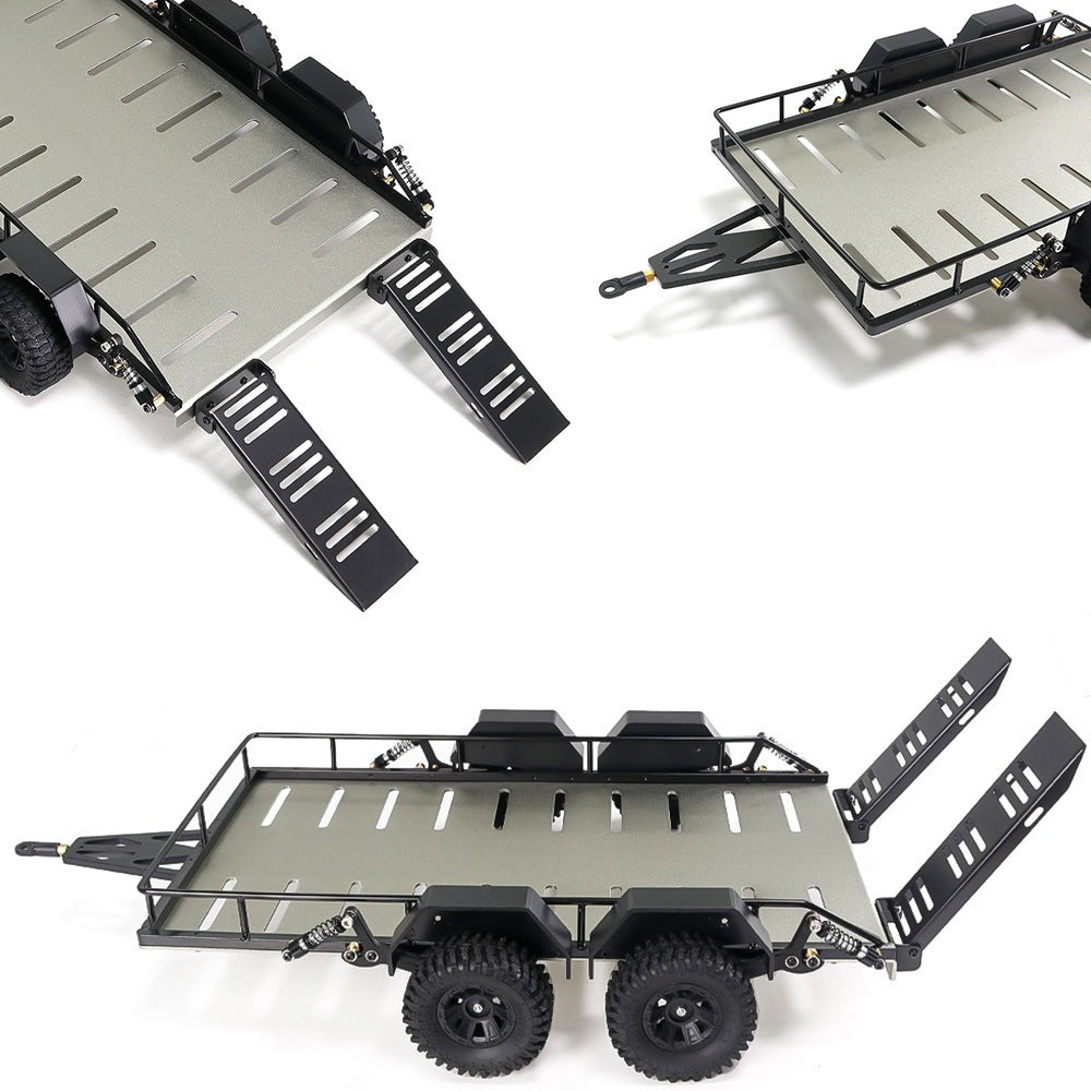 1:18 Scale 4-Wheel Simulation Trailer - No-Drill Installation Professional Vehicle Accessory
