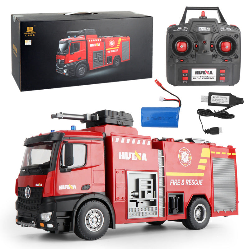 22-Channel 1:14 Scale Fire Truck Model with One-Touch Water Spray, Sound & Light Rescue Function, Van-Style Design, Professional RC Firefighting Vehicle