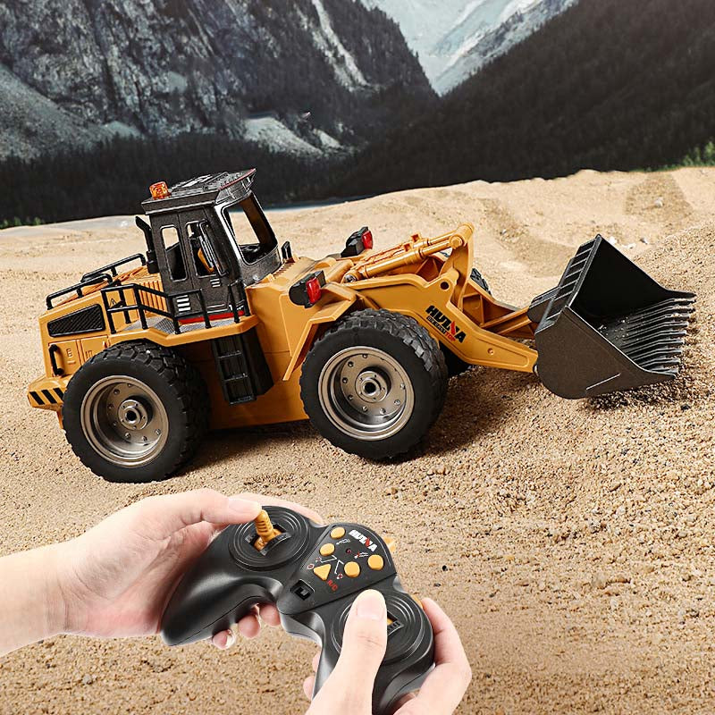 2.4GHz Remote-Controlled Bulldozer Loader with Multi-Directional Movement, Lights & Smoke Effects, Realistic Steering - Toy Construction Vehicle, Perfect Gift for Boys