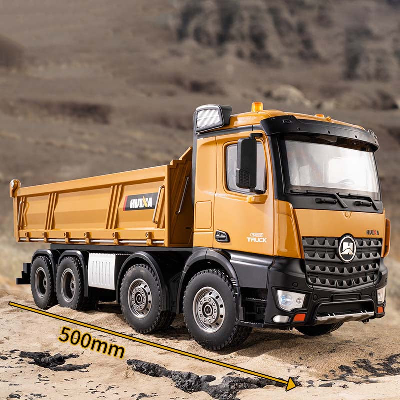 Alloy 12-Channel2.4G Wireless Remote-Controlled Heavy-Duty Dump Truck Industrial Construction Vehicle Model with 8-Wheel Drive for Sand/Gravel Transport