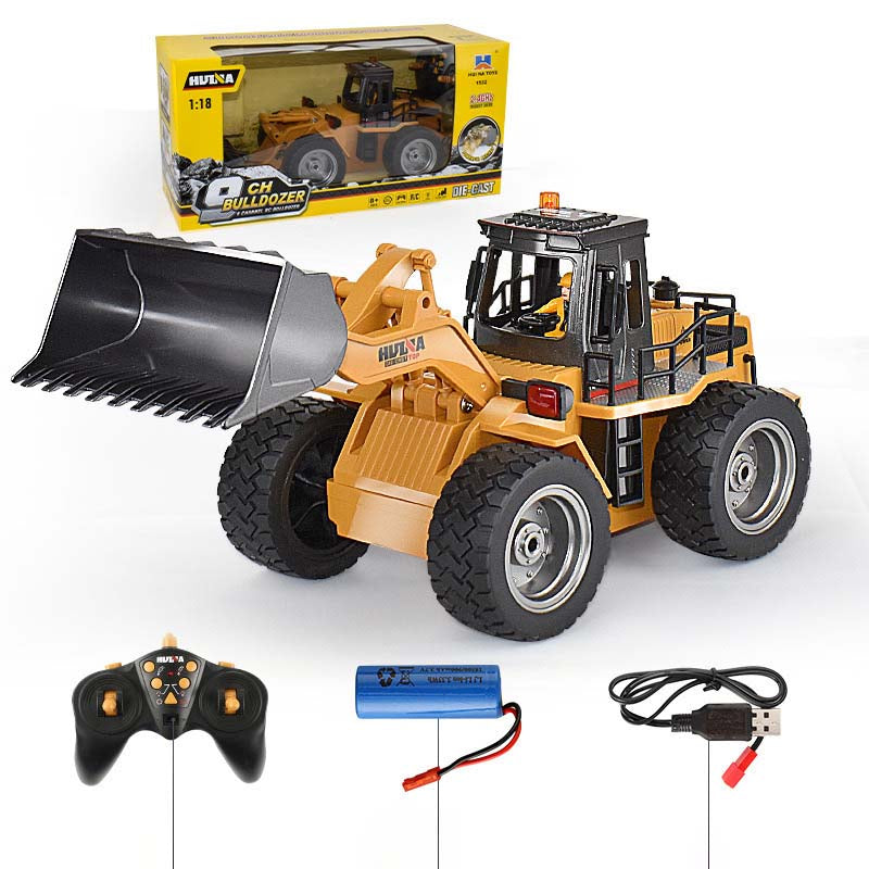 2.4GHz Remote-Controlled Bulldozer Loader with Multi-Directional Movement, Lights & Smoke Effects, Realistic Steering - Toy Construction Vehicle, Perfect Gift for Boys