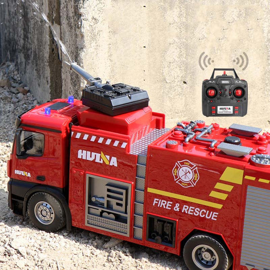 22-Channel 1:14 Scale Fire Truck Model with One-Touch Water Spray, Sound & Light Rescue Function, Van-Style Design, Professional RC Firefighting Vehicle