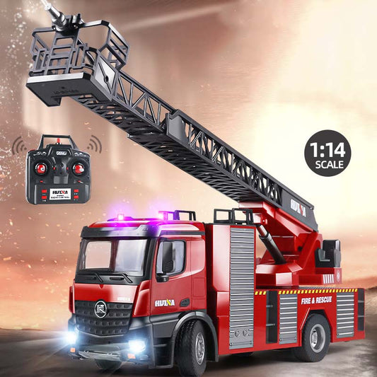 22-Channel 1:14 Scale Professional Fire Ladder Truck Model with Rescue Simulation and Light/Sound Effects