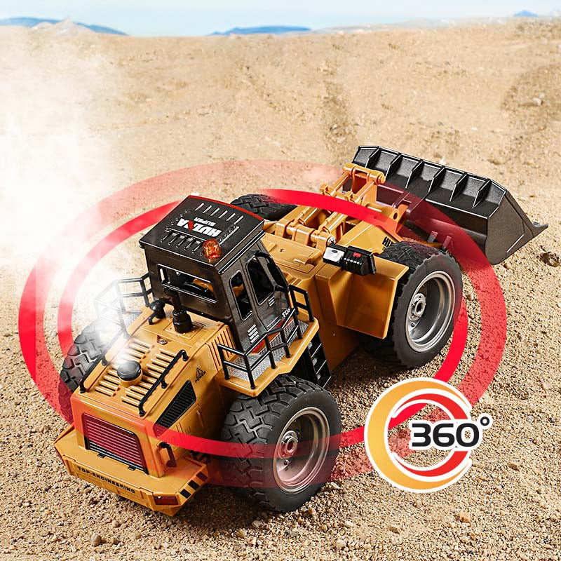 2.4GHz Remote-Controlled Bulldozer Loader with Multi-Directional Movement, Lights & Smoke Effects, Realistic Steering - Toy Construction Vehicle, Perfect Gift for Boys