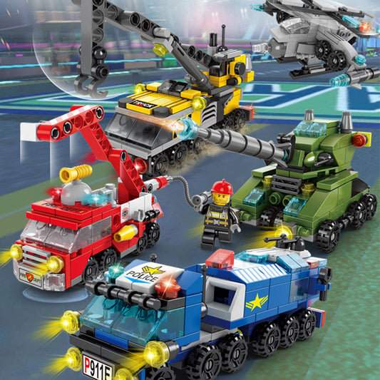Fire brigade building blocks small particles assembly and insertion children's educational toys