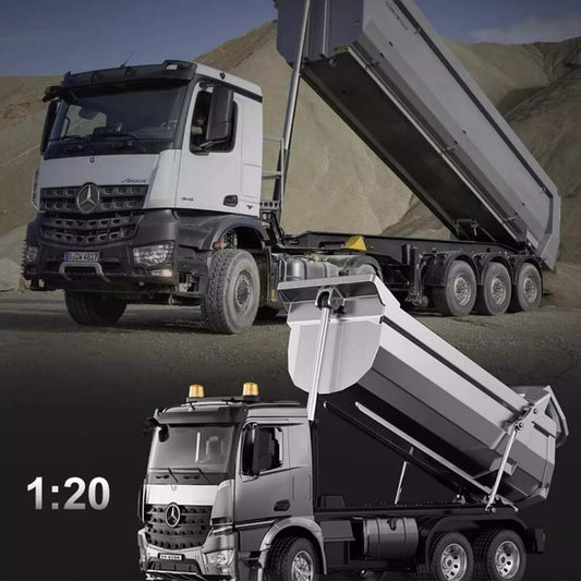 1/20 Scale Alloy Dump Truck7.4V Remote-Controlled Engineering Vehicle with Dumping Mechanism - Industrial-Grade Transport Model