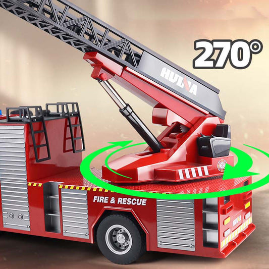22-Channel 1:14 Scale Professional Fire Ladder Truck Model with Rescue Simulation and Light/Sound Effects