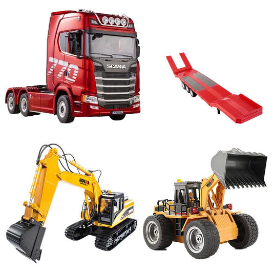 RC Construction Vehicle 3-Piece Set - Excavator + Tractor Truck + Bulldozer, 2.4G Wireless Electric Remote Control Engineering