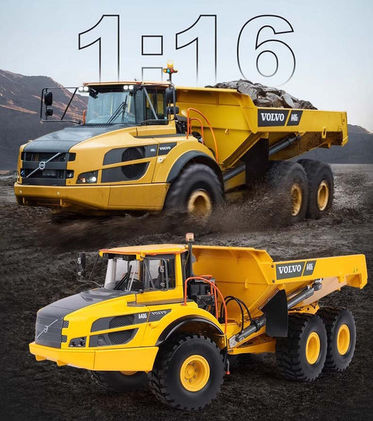 1:16 Scale Electric Cylinder All-Alloy Articulated Truck Model - Professional Engineering Transport Simulation