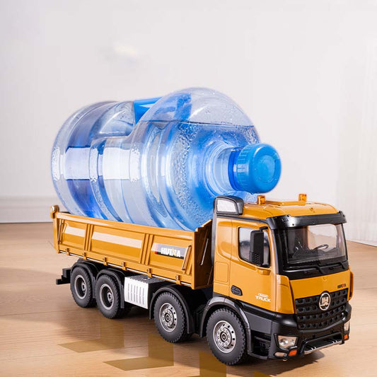 Alloy 12-Channel2.4G Wireless Remote-Controlled Heavy-Duty Dump Truck Industrial Construction Vehicle Model with 8-Wheel Drive for Sand/Gravel Transport