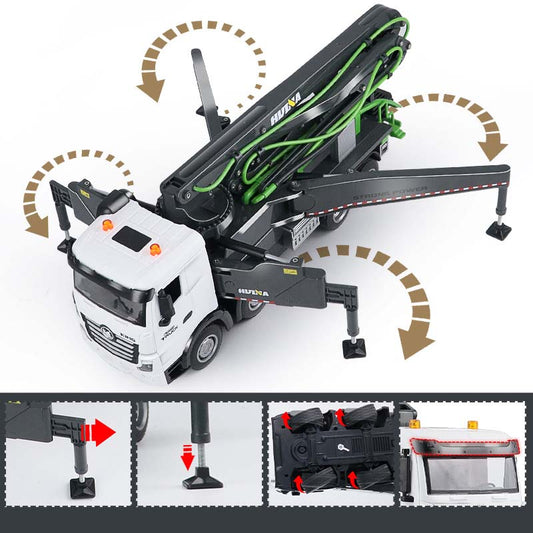 11-Channel Alloy Concrete Pump TruckRemote-Controlled Cement Transport Vehicle for Construction Site Simulation and Urban Engineering Operations