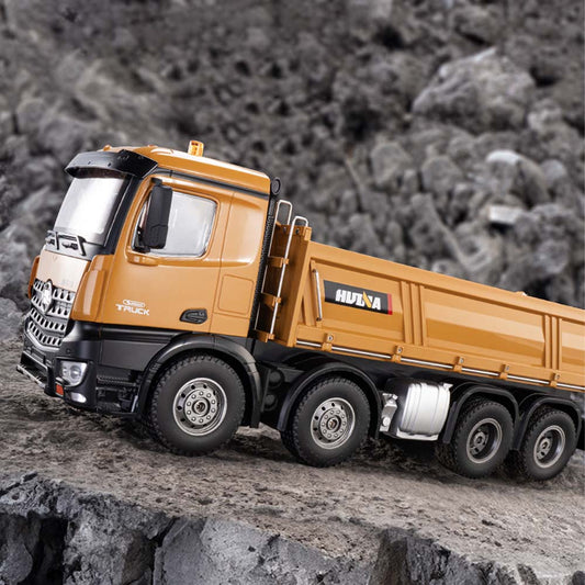 Alloy 12-Channel2.4G Wireless Remote-Controlled Heavy-Duty Dump Truck Industrial Construction Vehicle Model with 8-Wheel Drive for Sand/Gravel Transport