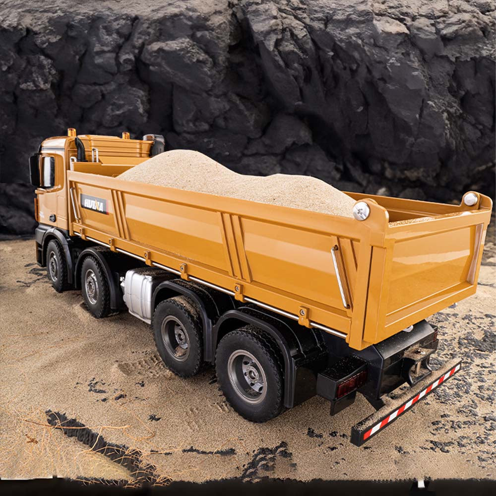 Alloy 12-Channel2.4G Wireless Remote-Controlled Heavy-Duty Dump Truck Industrial Construction Vehicle Model with 8-Wheel Drive for Sand/Gravel Transport