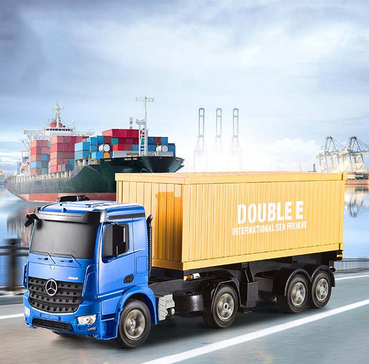RC Remote-Control Container Truck Model - High-Precision Engineering Transport Vehicle with Electric Charging Design