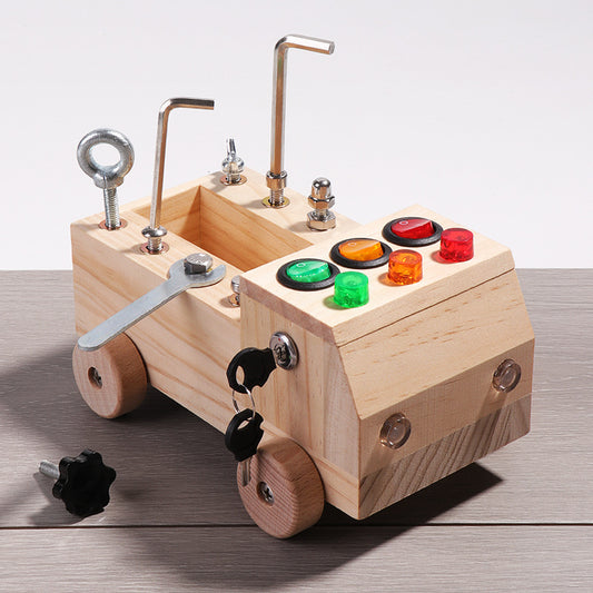 Wooden screw nut toy car