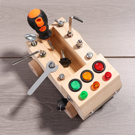 Wooden screw nut toy car